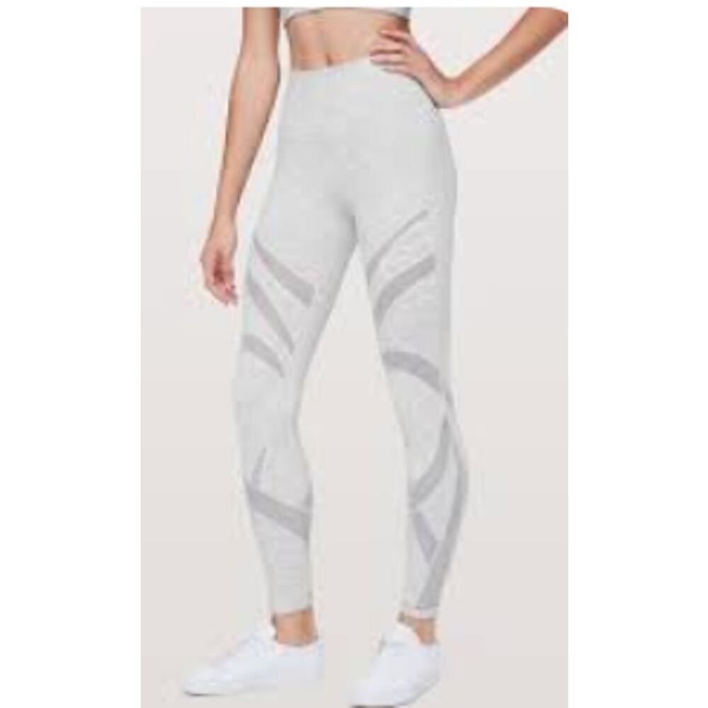 Lululemon Wunder Under Tight Mesh full 2 grey cutout Wee Space Nimbus Battleship